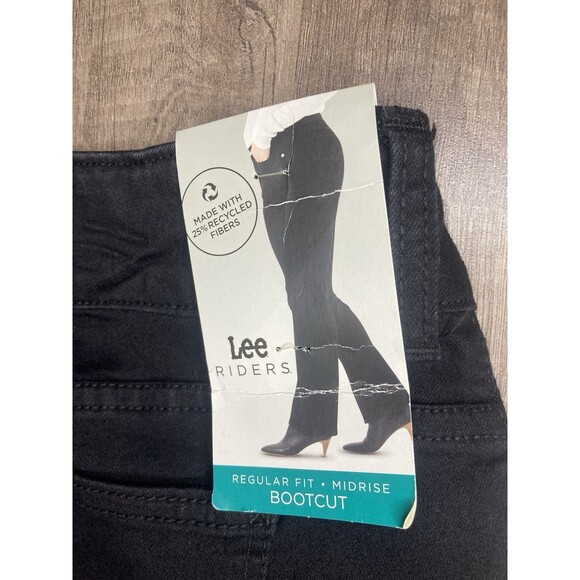 NWT Lee Women's 24W P Regular Fit Boot Cut Mid Rise Black Jeans Stretch New - Picture 3 of 7